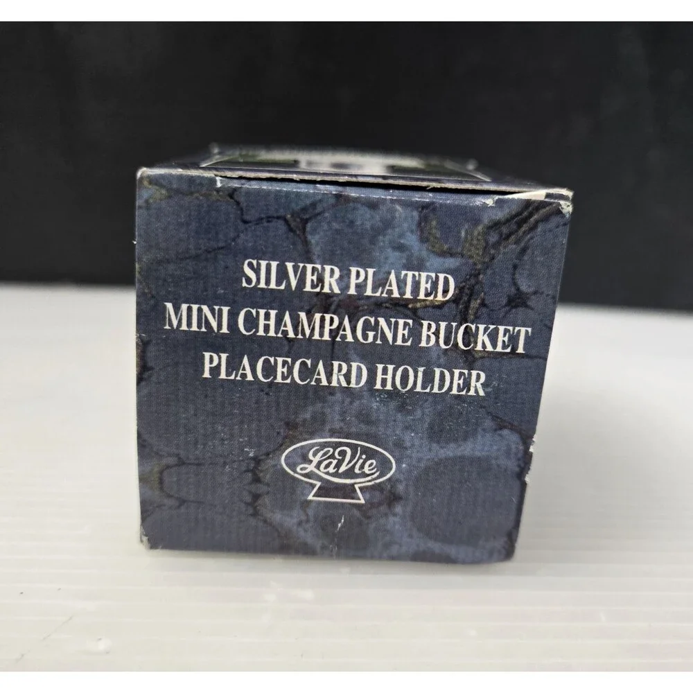 LaVie Silver Plate Mini Champagne Bucket Placecard Toothpick Holder NEW in Box